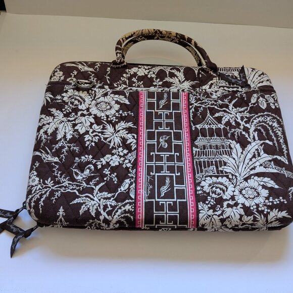 Vera Bradley Imperial Toile Brown & Pink Larger Laptop Case - Picture 1 of 16